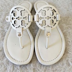 Tory Burch Miller White Leather Sandals. Size 7
